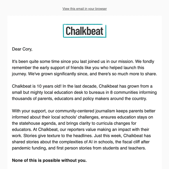 Chalkbeat Member Drive Email May 2024