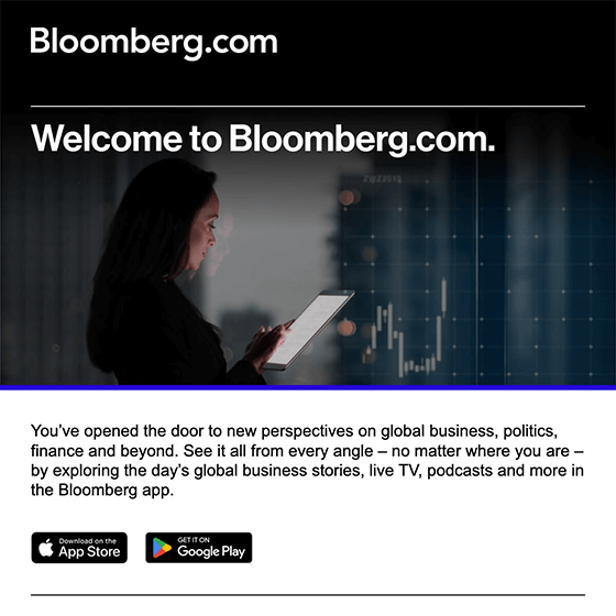 Bloomberg Welcome Email November 2024